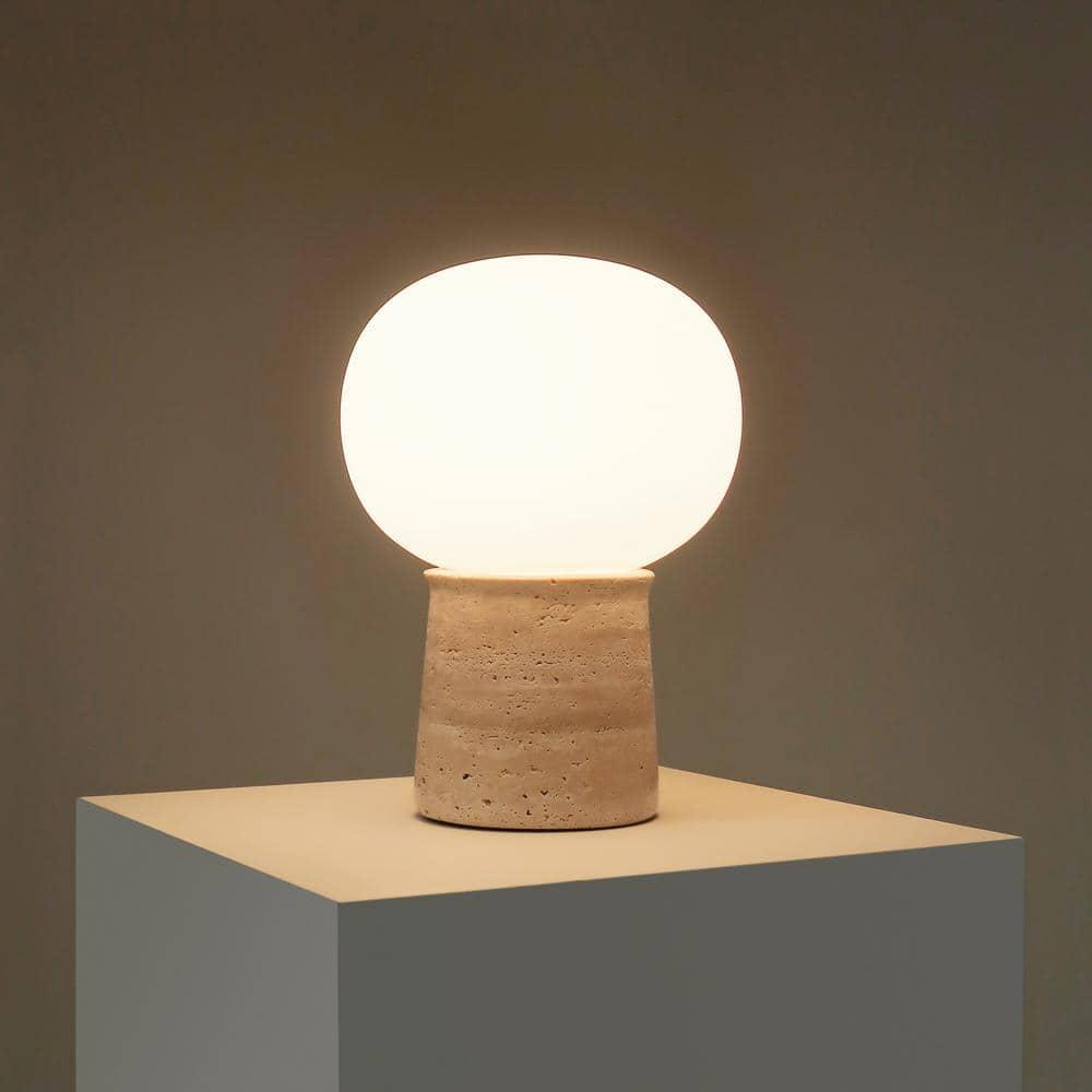 Brightech Neptune 12" LED Table Lamp With Natural Travertine Stone Base | Wayfair