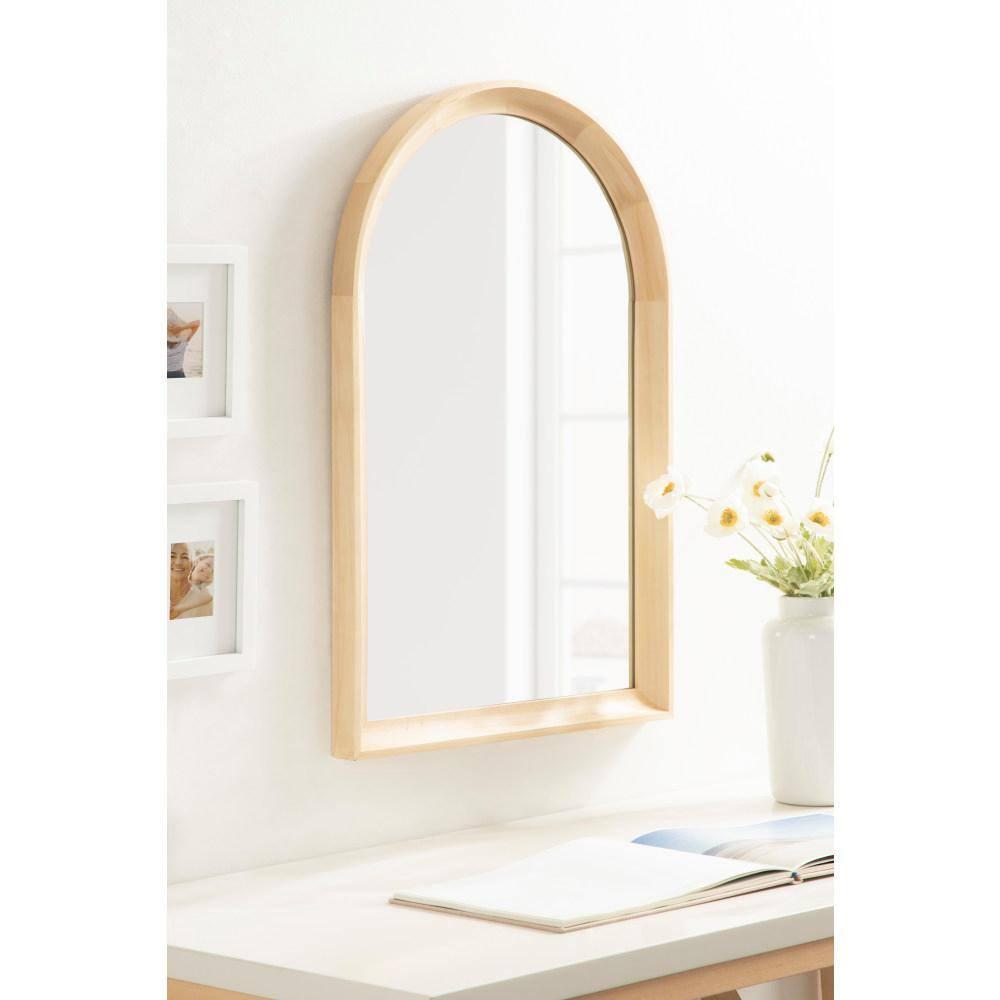 20"x30" Hatherleigh Arch Wood Wall Mirror Natural: Durable, Light Finish - Kate & Laurel All Things Decor
