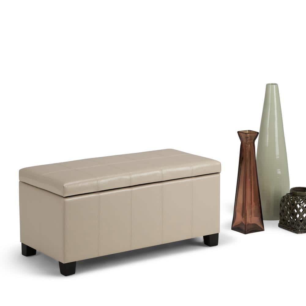 Simpli Home Dover 36"W Upholstered Storage Ottoman Bench with Lift-Top and Large Interior Storage