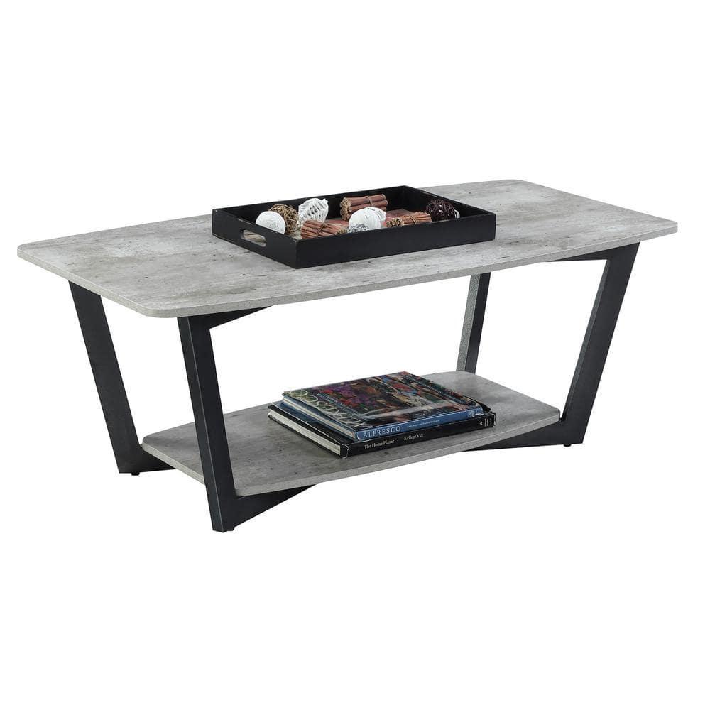 Convenience Concepts Graystone Coffee Table with Shelf, Faux Birch/Slate Gray