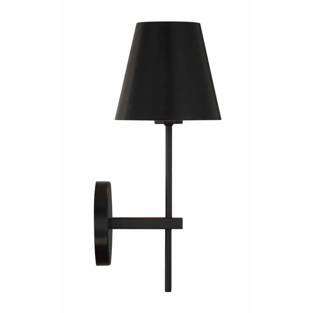 Crystorama Xavier 1 Light Matte Black Wall Mount - 6'' W x 15'' H x 7'' D
