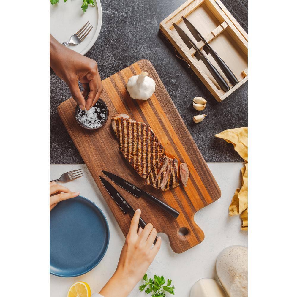Schmidt Brothers Cutlery Jet Black 4-Piece Steak Knife Set