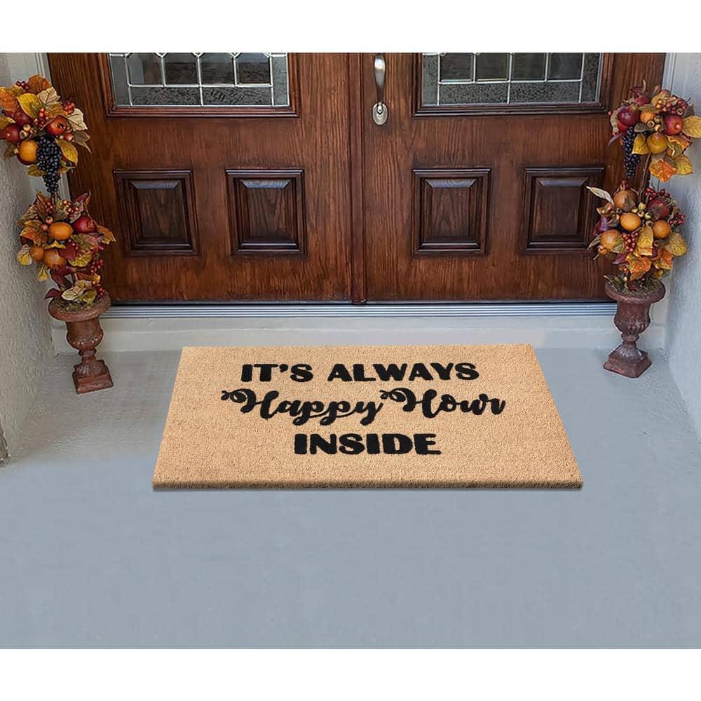 A1HC Natural Coir Flocked Doormat with Heavy Duty Non-Slip PVC Backing Easy to Clean, Fade Resistant, Pet Friendly Outdoor Welcome Mat, Low-Profile Durable Doormat 24"X36"
