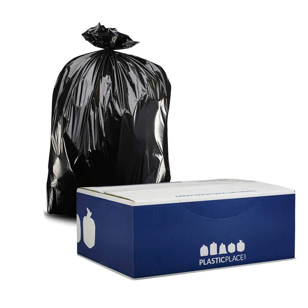 Plasticplace 12-16 Gallon Trash Bags, Black (250 Count)