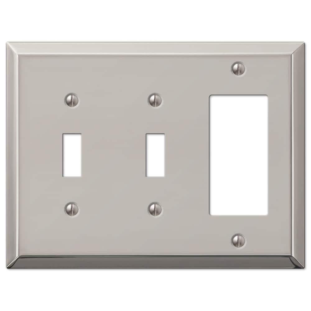 Amerelle 163TTRPN Century Wallplate, 2 Toggle, Steel, Polished Nickel, 1-Pack