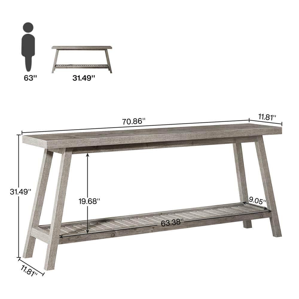 Farmhouse 70.9 Inches Console Entryway Table Grey