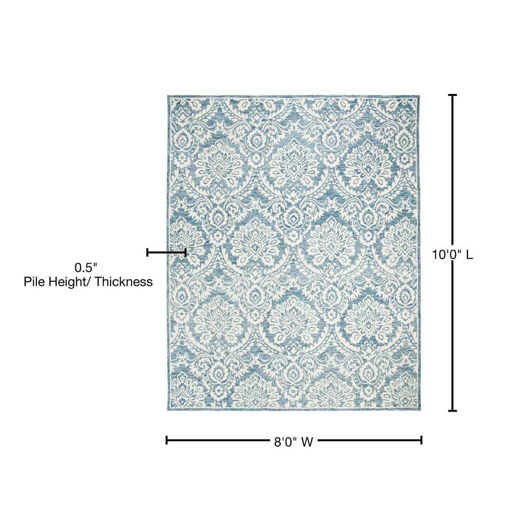 Blossom BLM106 Hand Tufted Indoor Area Rug - Blue/Ivory - 8'x10' - Safavieh