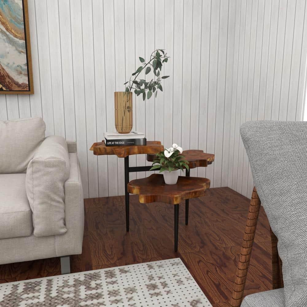 Rustic Teak Wood Accent Table Dark Brown - Olivia & May: Handcrafted, No Assembly Required