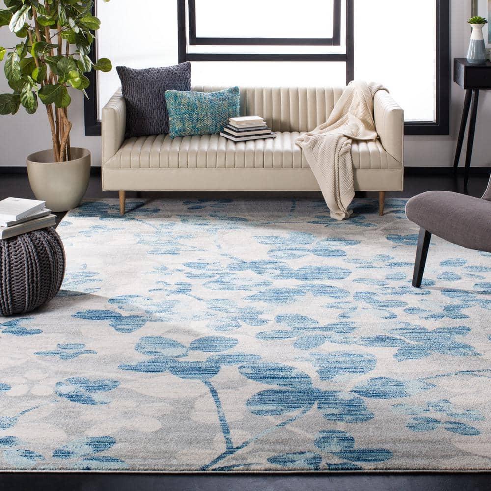 Evoke EVK236 Power Loomed Area Rug - Grey/Light Blue - 8'9"x11'9" - Safavieh.