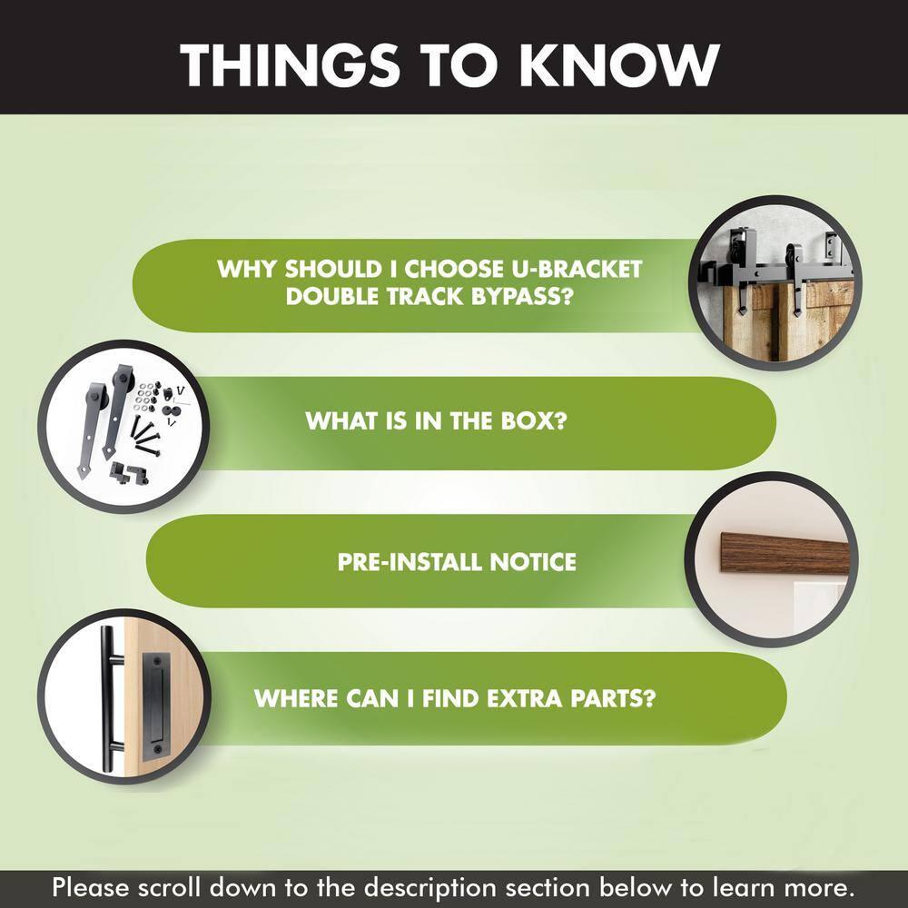 Homacer Black Rustic Arrow Design Double Track Bypass Two Door Hardware Kit( Door Not Included)