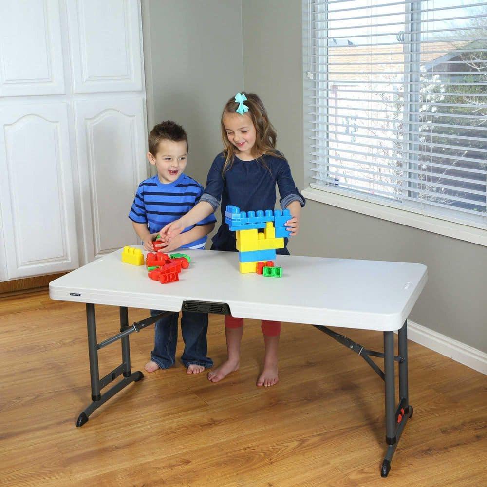 Lifetime 4 Foot Rectangle Folding Table Indoor/Outdoor Commercial Grade, Almond (80387)