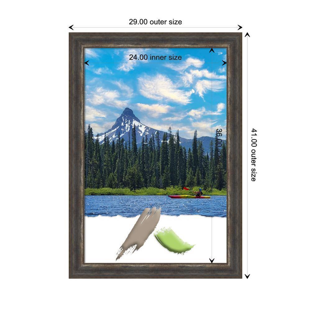 Amanti Art Alta Rustic Char Picture Frame Opening Size 24x36 in.