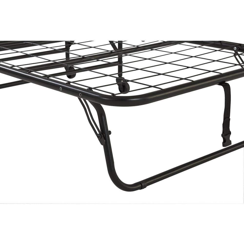 Twin Black Metal Frame Folding Guest Bed with Mattress
