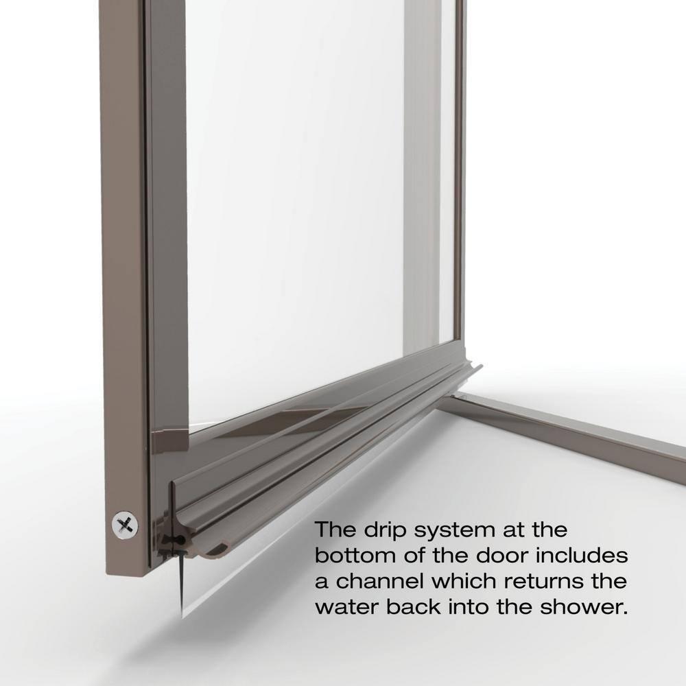 Basco DLXH60C1768OBOR Deluxe 57.625'' W 65.12'' H Framed Neo-angle Reversible Shower Enclosure