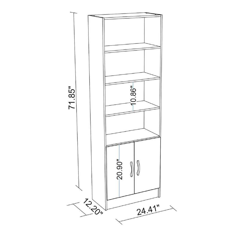 71.85" Catarina Cabinet White - Manhattan Comfort: Sleek Storage, 5 Shelves, Modern Design