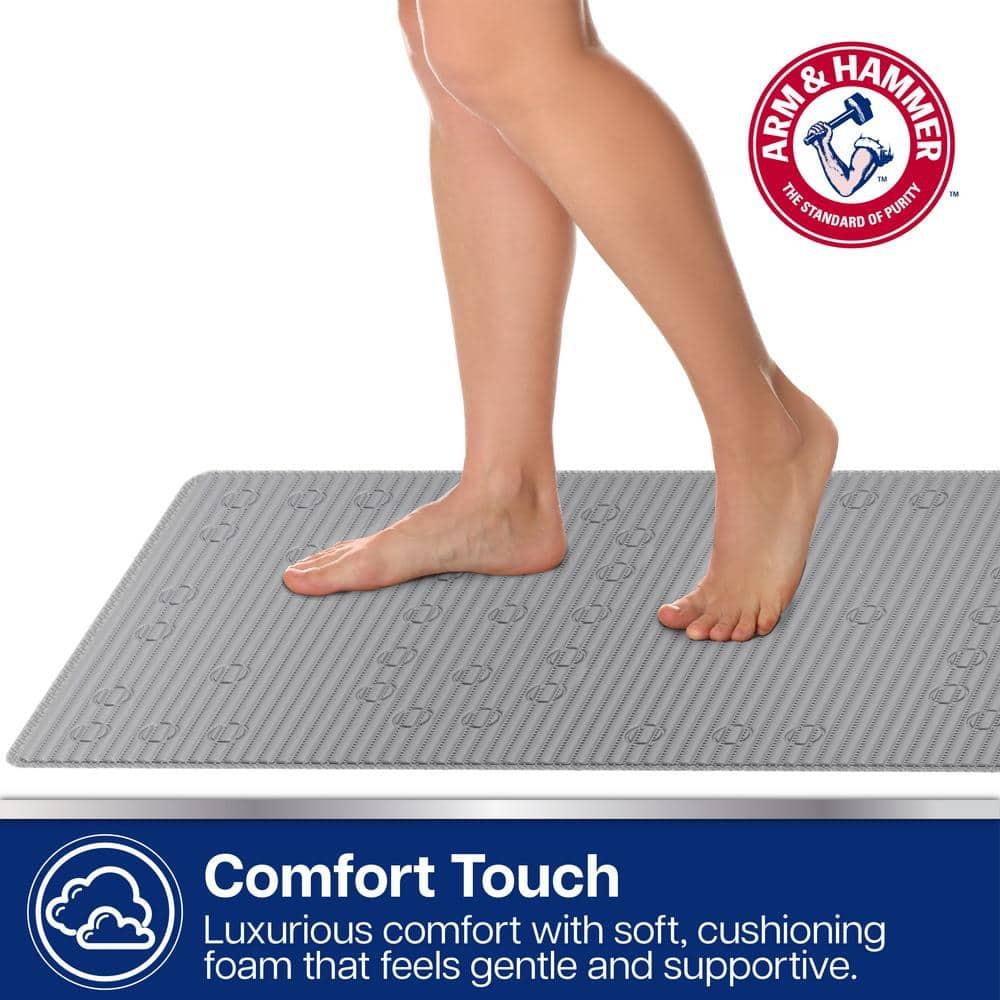 Arm & Hammer Comfort Touch Performance Foam Non-Slip Bath Mat for Showers and Tubs, 17 x 40, Grey