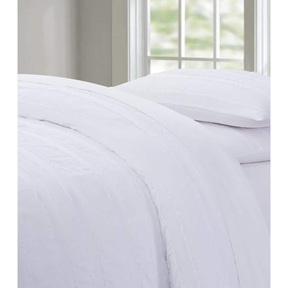 Carlisle White Cotton Full/Queen Duvet Cover Set