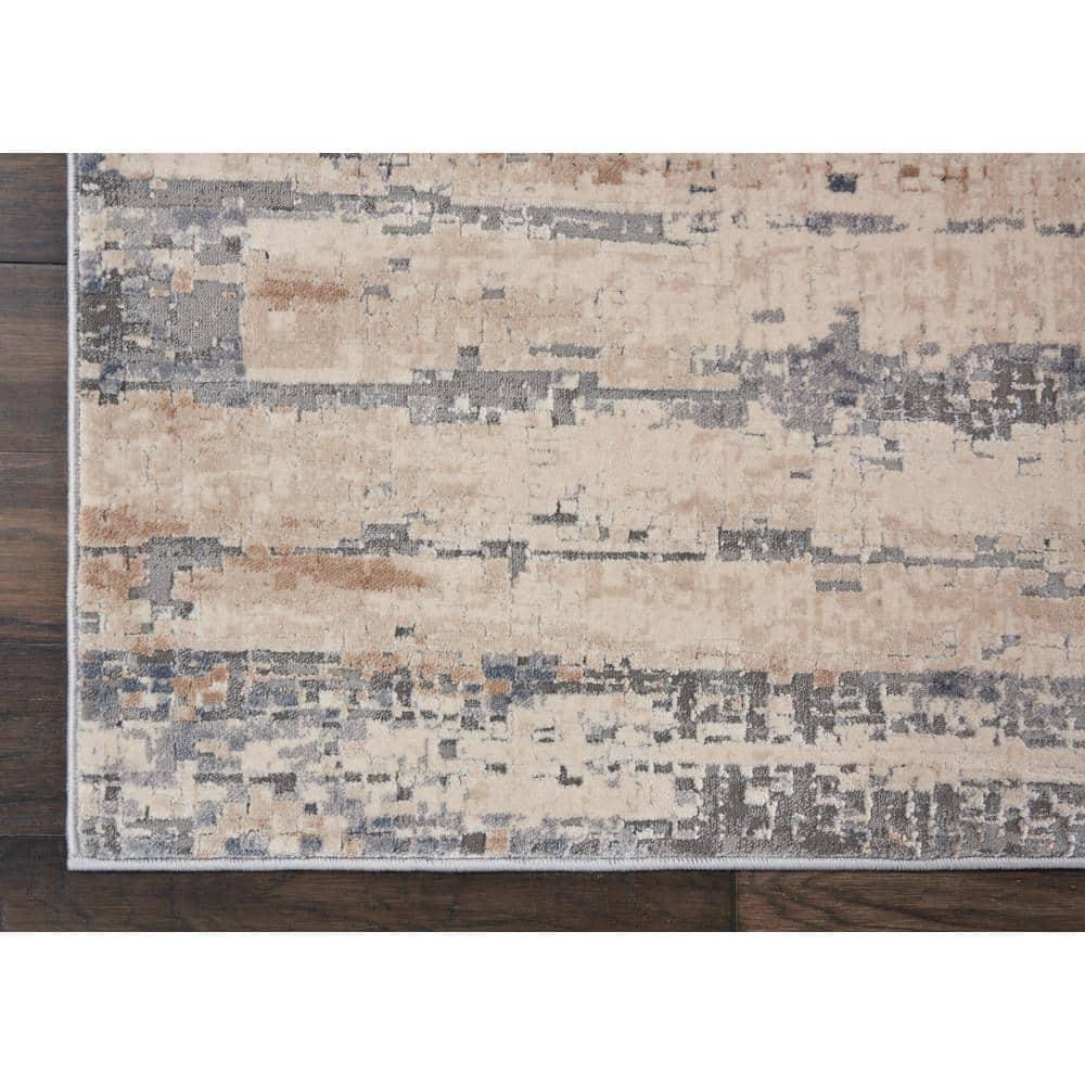 Rustic Textures Beige/Grey 8 ft. x 11 ft. Abstract Contemporary Area Rug