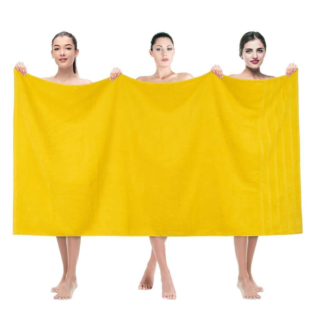 American Soft Linen 100% Cotton Jumbo Large Bath Towel, 35 in by 70 in Bath Towel Sheet, Yellow