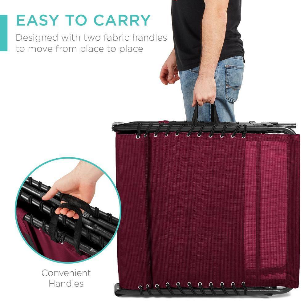 Best Choice Products Patio Chaise Lounge Chair, Outdoor Portable Adjustable Pool Recliner w/ Pillow - Wine Red