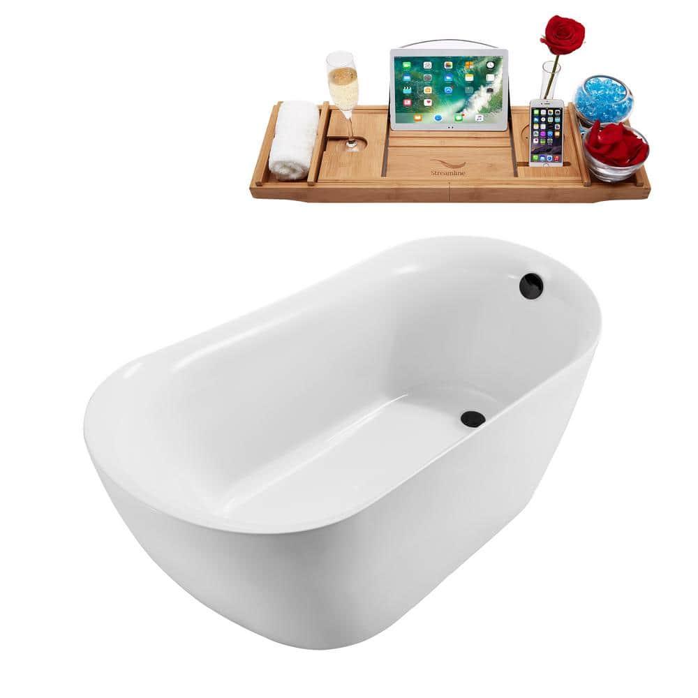 Streamline Bath 1300 mm x 800 mm Freestanding Roll Top Bathtub N2040WH