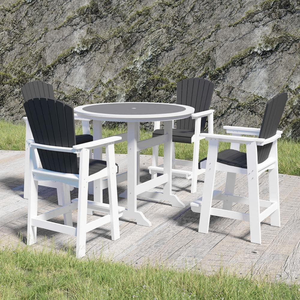 Ceballos Patio Bar Table Set High Top Outdoor Table And Chairs Set Of 5 Bar Table & Stools Set With Tall Adirondack Chairs Set For 4