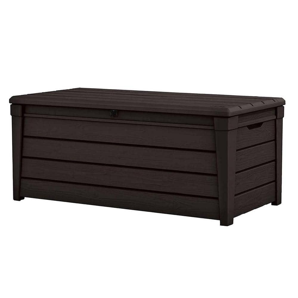 Keter Keter Brightwood 120 Gallon Large Durable Outdoor Storage and Weather Resistant Resin Deck Box