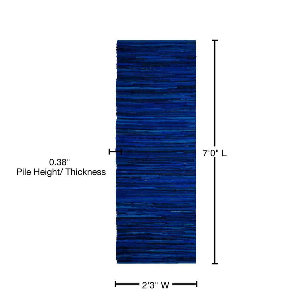 Rag Runner Rug RAR130 Hand Woven Runner Rug - Blue/Multi - 2'3"x7' - Safavieh.