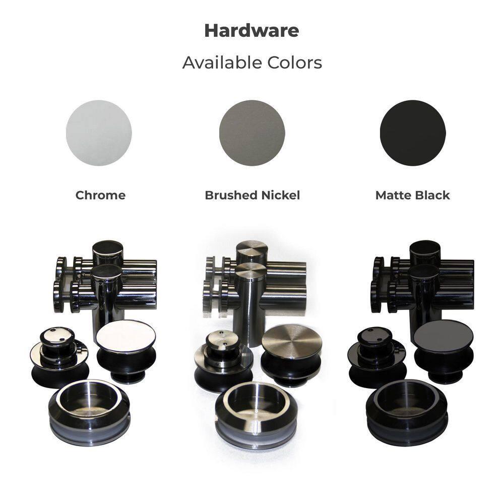 Portofino Frameless Double Sliding Shower Door 44"-48" Width, 74" Height Clear Tempered Glass 3/8 with Matte Black finish & Stain Resistant Glass Coating by Fab Glass and Mirror