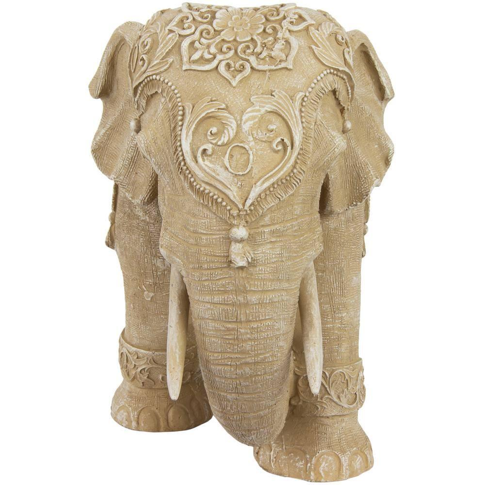 Oriental Furniture 20" Ivory Elephant Statue