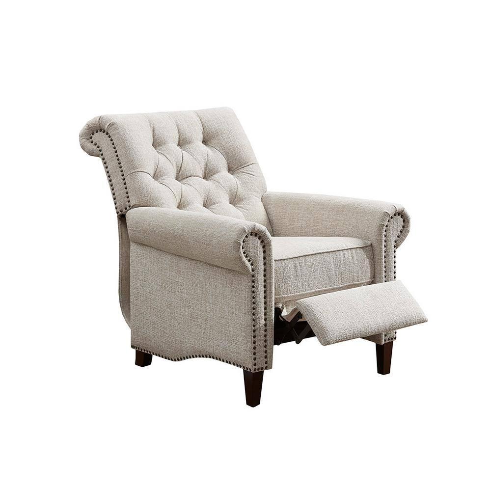 Madison Park Zak Recliner Chair Cream : Polyester Upholstery, Wood Legs, Foam Fill, Spot Clean