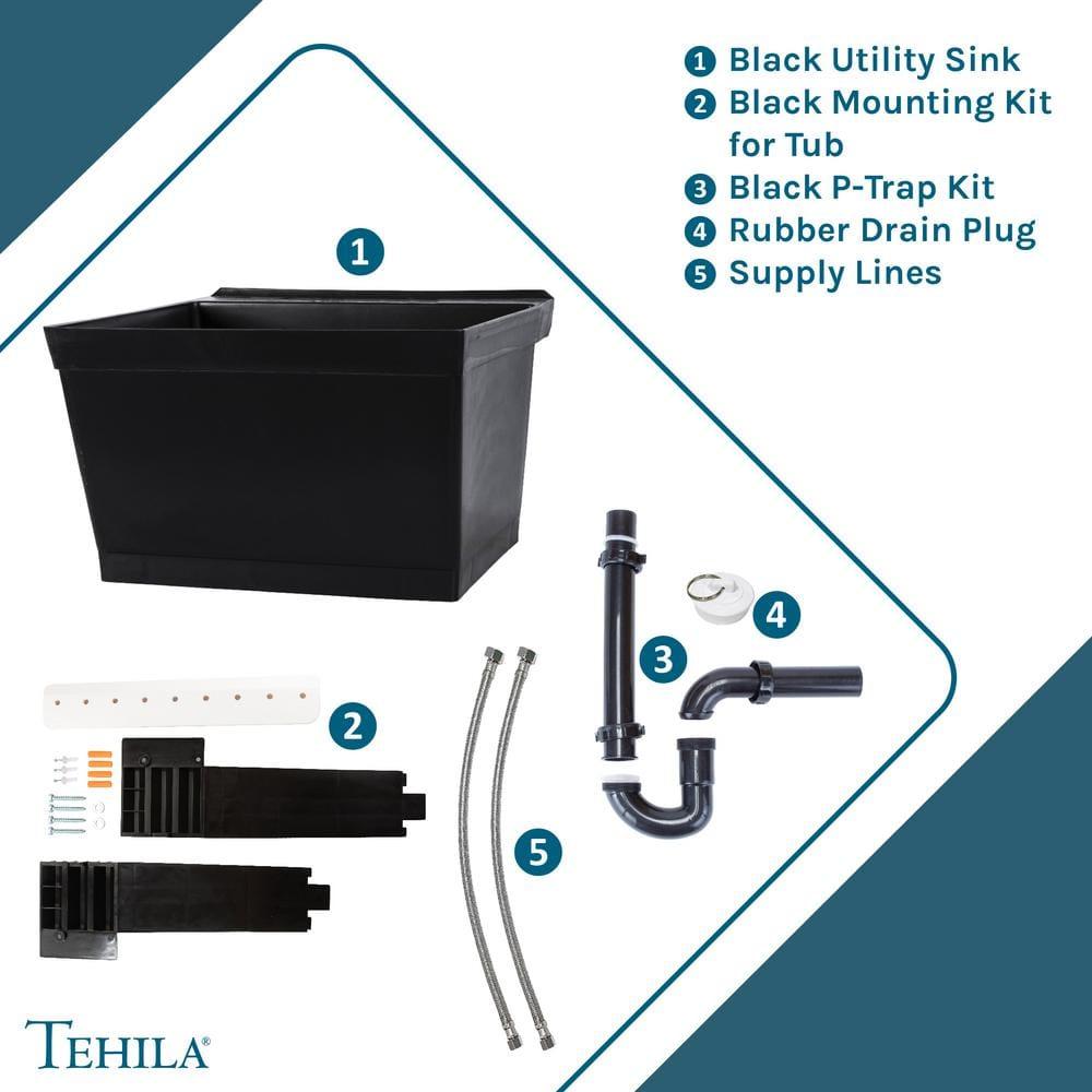 Utility-Sink 040 US3502BLK 23" L x 24" W Wall Mount Laundry Sink