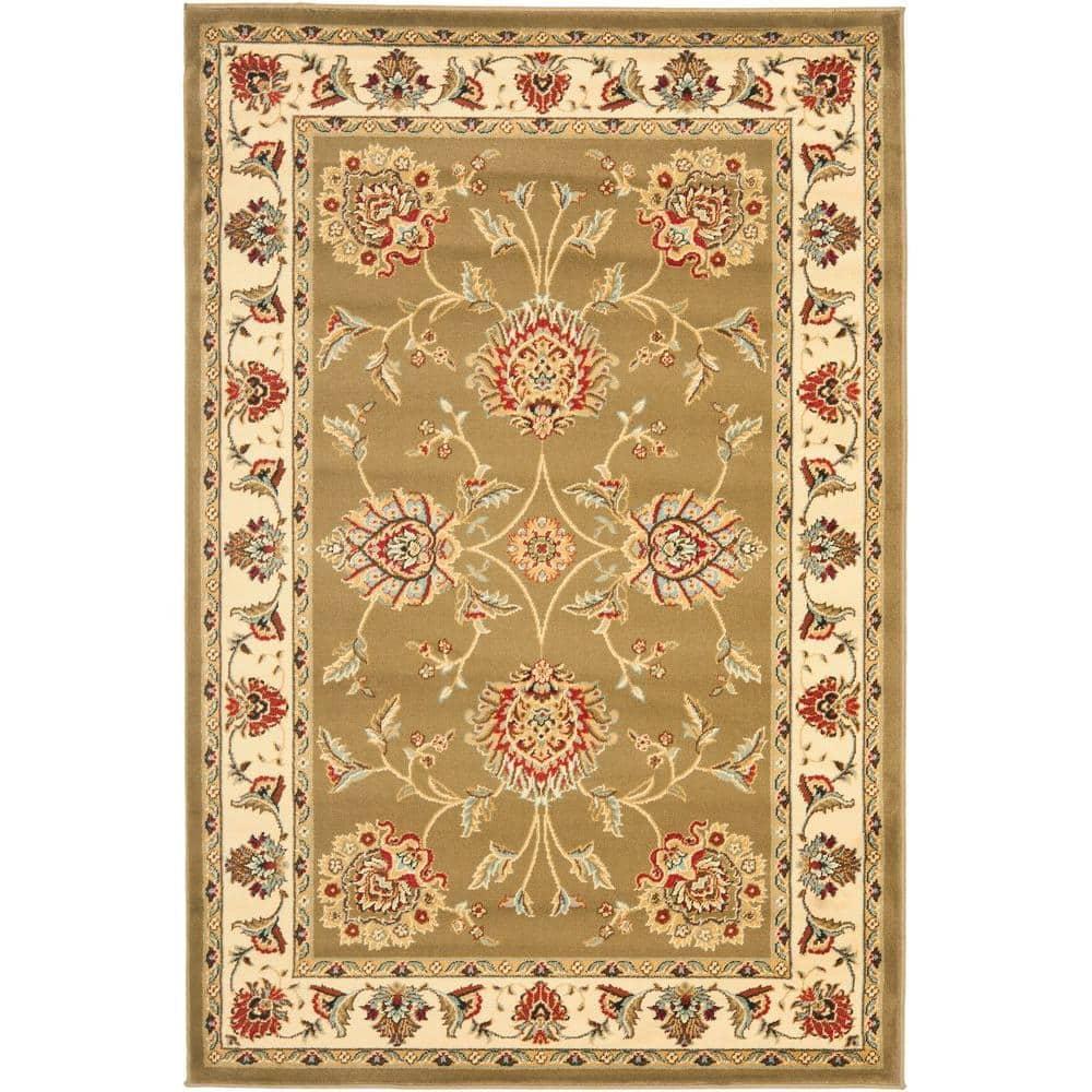 Lyndhurst LNH555 Power Loomed Area Rug - Green/Ivory - 4'x6' - Safavieh