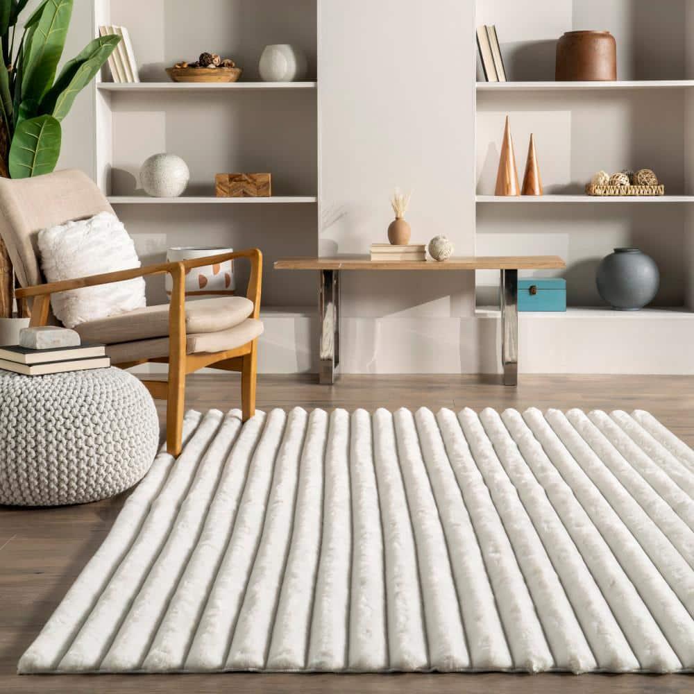 nuLOOM 2' x 6' Cozy Plush SuperiorWash Area Rug, Machine Washable, Non-Slip, Soft Fluffy Shag Carpet for Living Room Bedroom Nursery, Kai Off-white