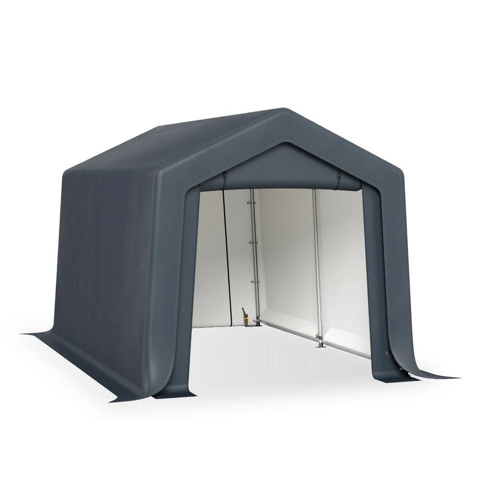 Alpha Joy 8 x 12 x 7.3ft Outdoor Storage Shed Heavy Duty Portable Carport Canopy Shelter, for Bike, Motorcycle, Garden Storage