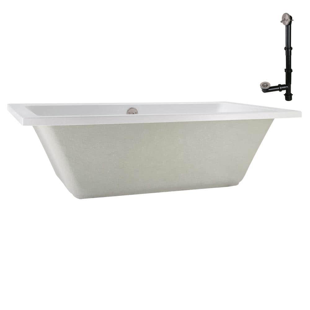 60" x 32" Acrylic Soaking Drop-In Bathtub, Drain Included