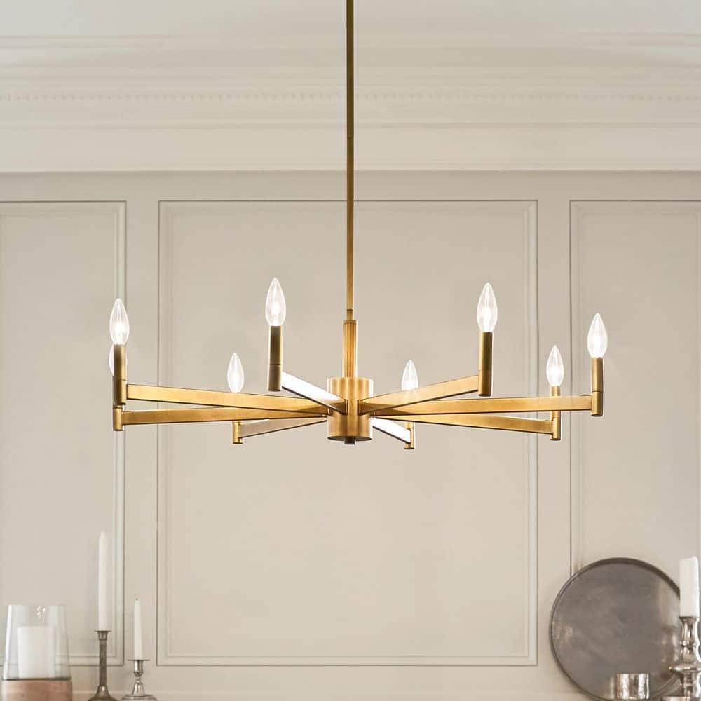 Erzo 9.25" 8 Light Chandelier in Natural Brass
