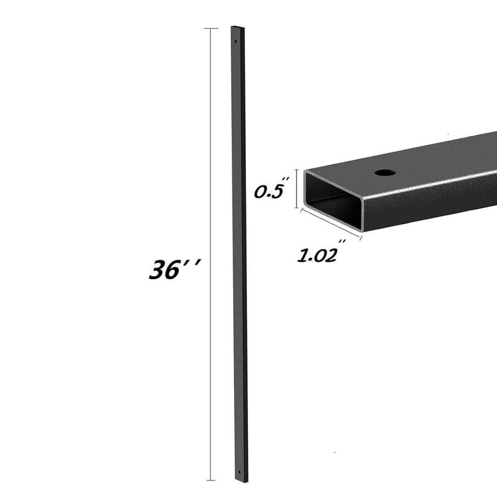 26 Pack Deck Balusters 36”Thicker Rectangle Staircase Baluster Black Metal Deck Spindle and Stairs Railing,Hollow Rectangle Deck Balusters for Deck Railing Porch