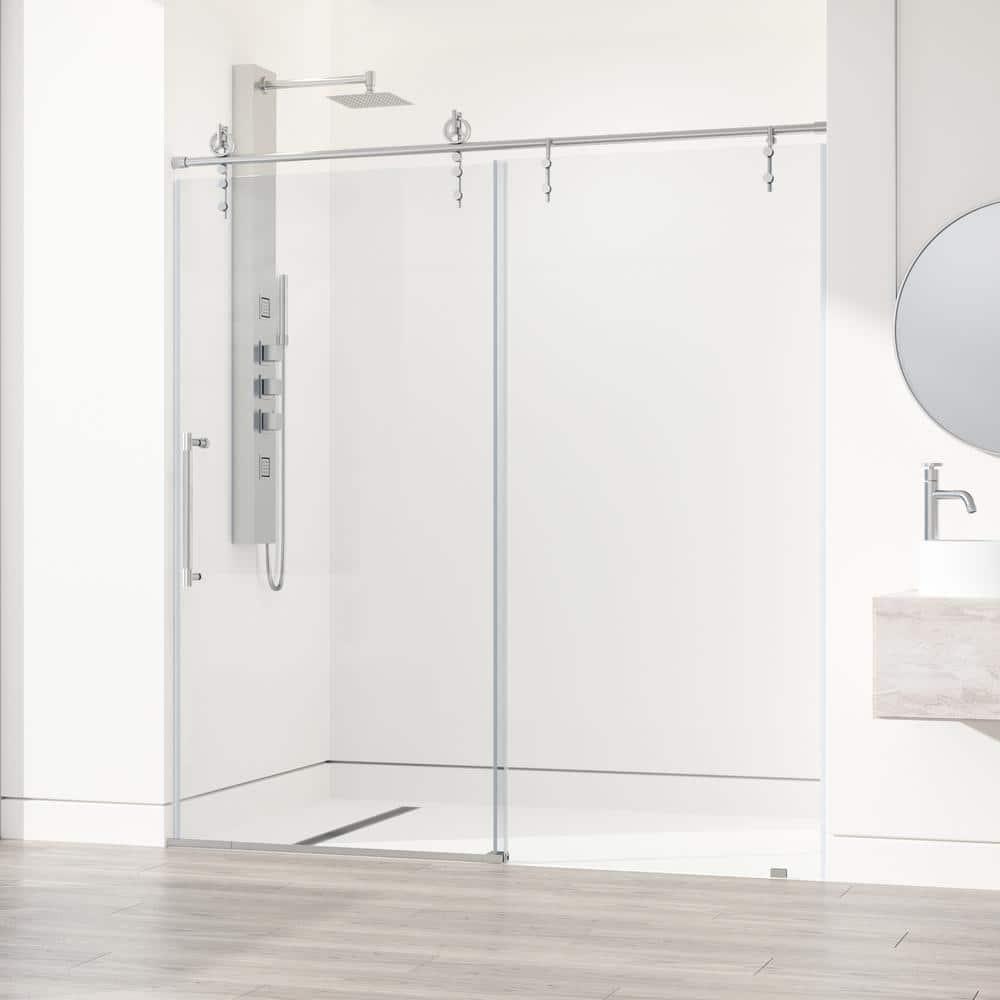 Hamilton 56-60" W x 78" H Sliding Frameless Shower Door with 3/8" Clear Glass