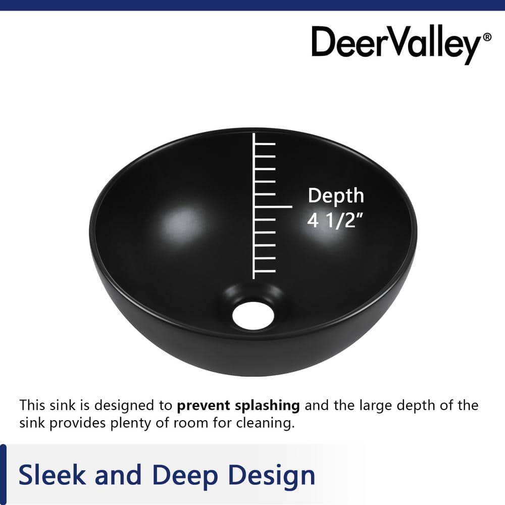 DeerValley Symmetry 13" x 13'' Circular/Round Vitreous Vessel Bathroom Sink