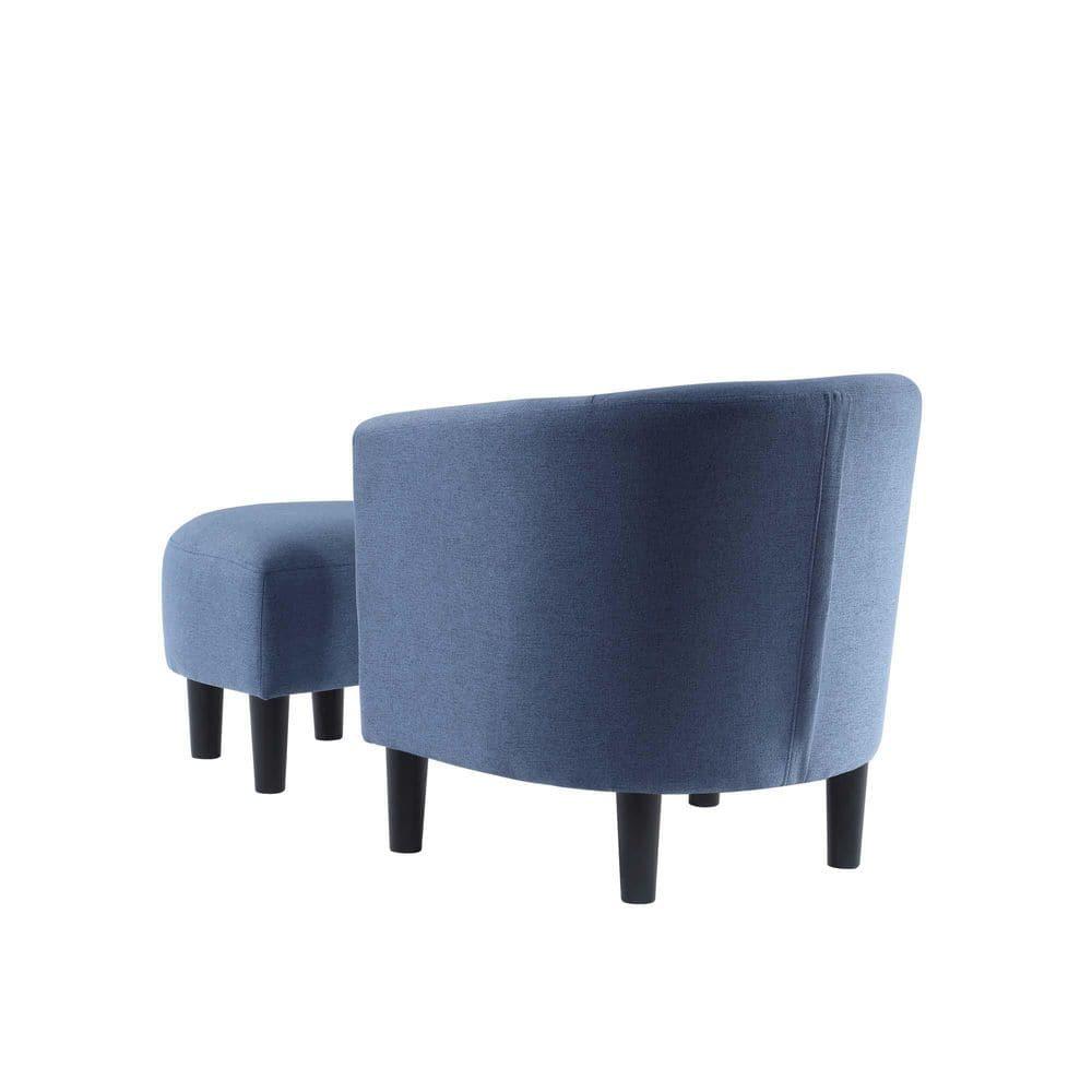 Convenience Concepts Take-a-Seat Churchill Accent Chair with Ottoman, Blue Fabric