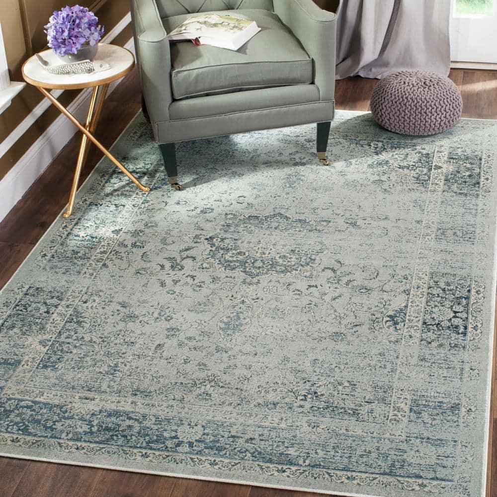 Vintage VTG113 Power Loomed Indoor Skid-Resistant Area Rug - Light Blue - 5'3"x7'6" - Safavieh