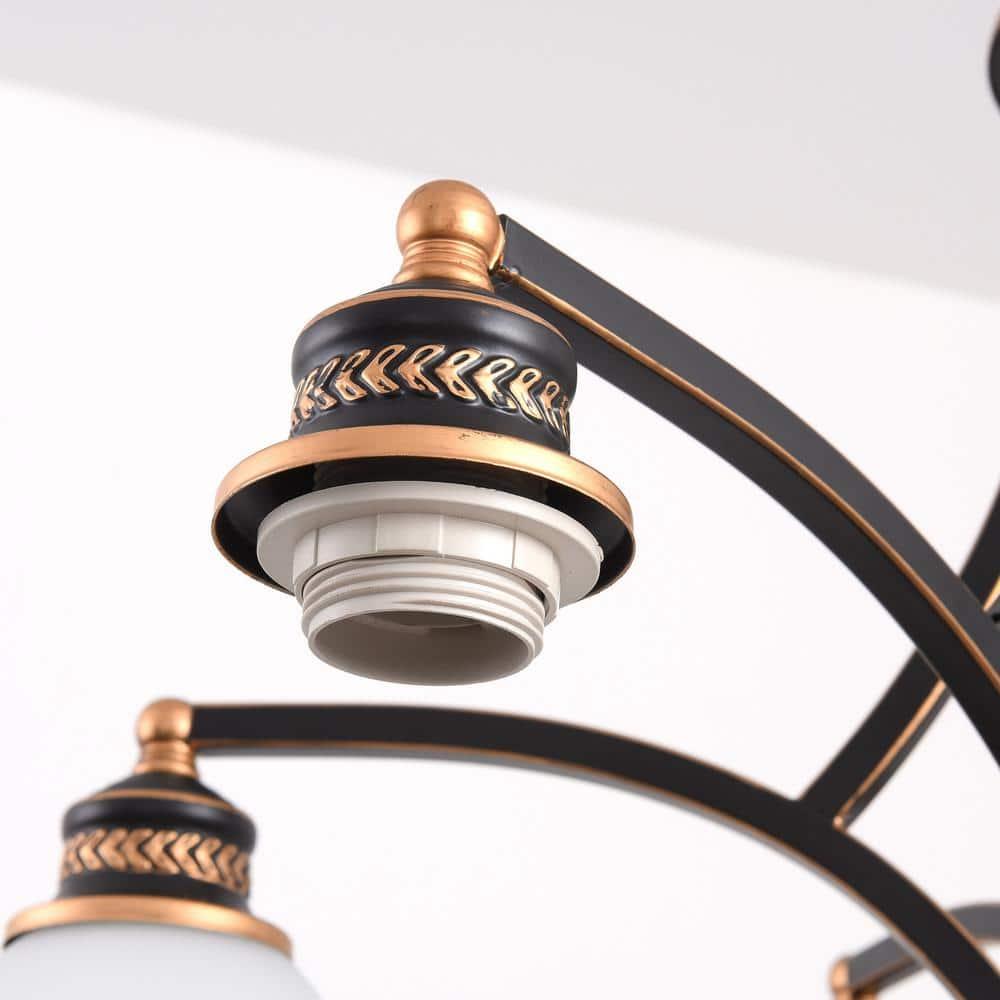 Modern 6-Light Chandelier With Frosted Shade,Metal Lights Fixture, Adjustable Height Pendant Lighting, Black Chandeliers for Dining Room Kitchen Island, Hanging Lights for Bedroom Farmhouse