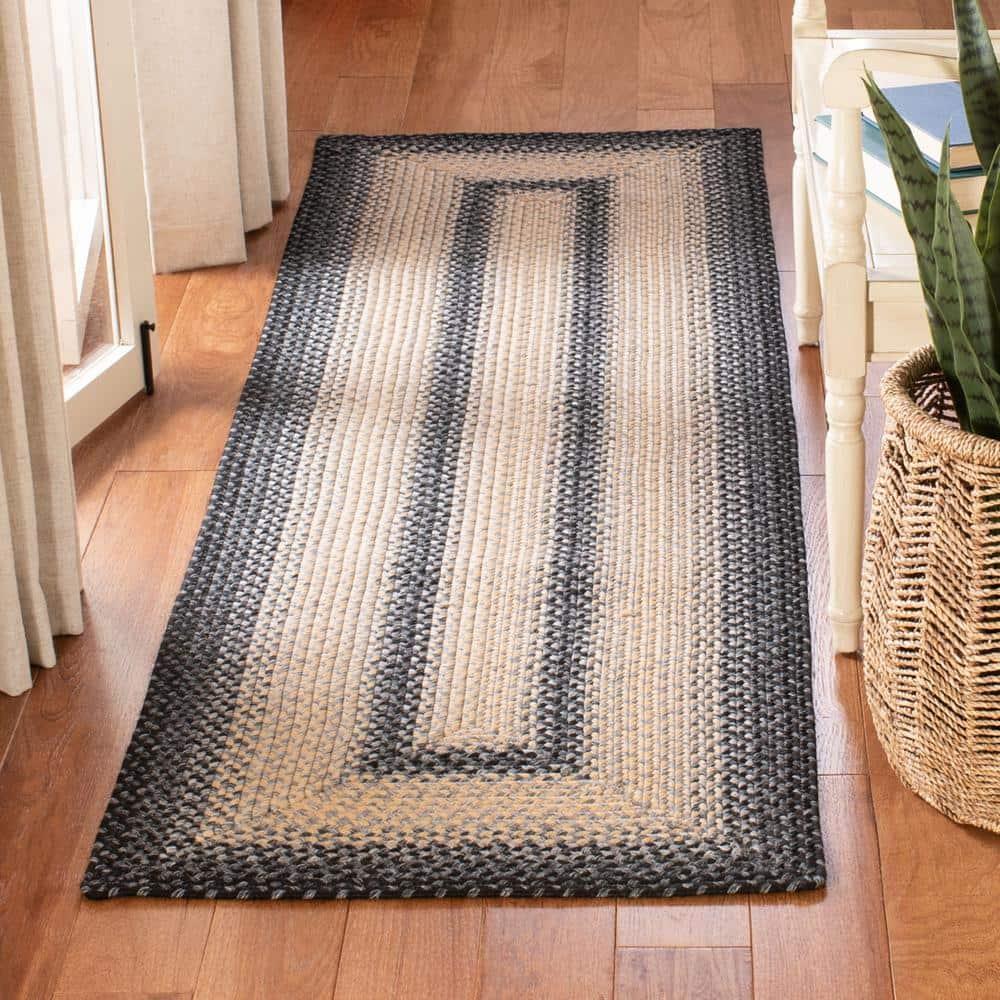 Braided BRD311 Hand Woven Runner Rug - Black/Grey - 2'3"x12' - Safavieh.