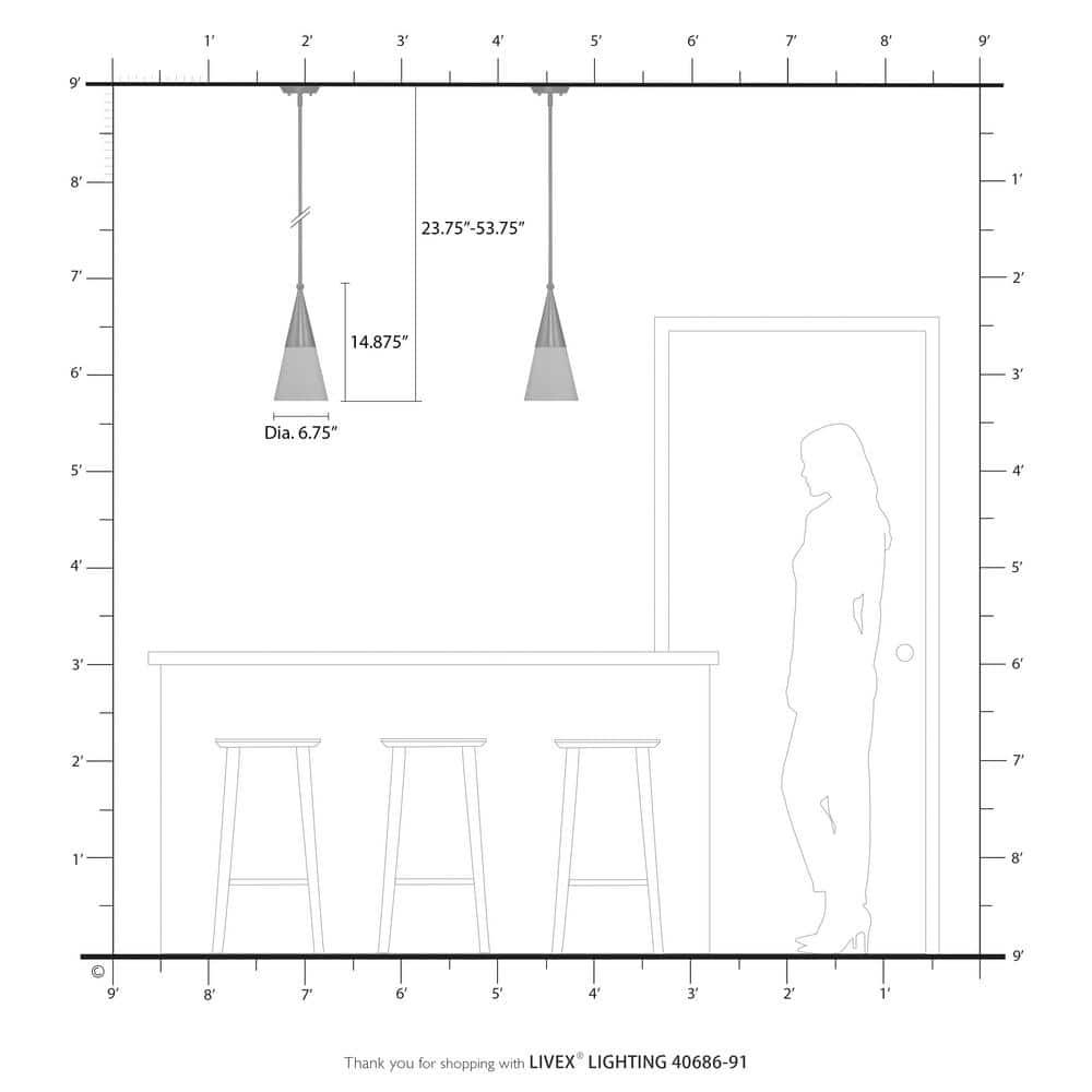 Livex Lighting Stockholm 1 - Light Pendant in  Brushed Nickel