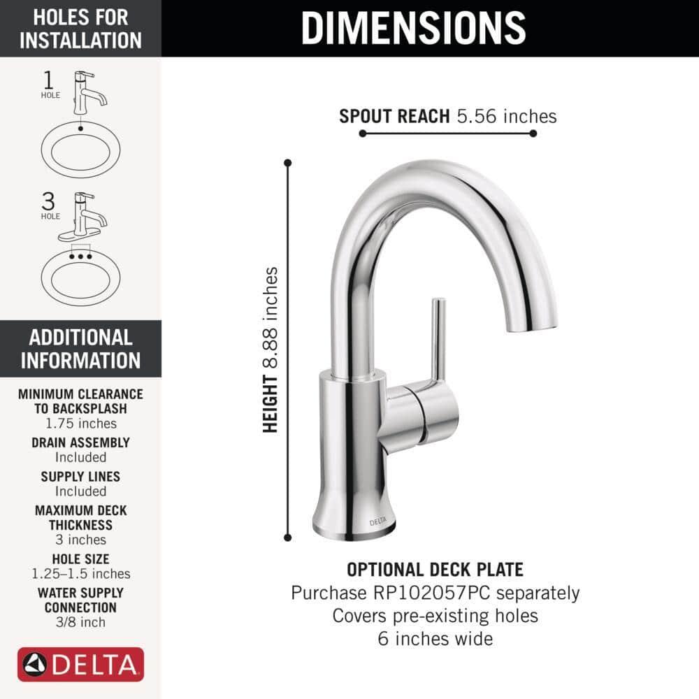 Trinsic Single Hole Bathroom Faucet with Drain Assembly, Single Handle Bathroom Sink Faucet