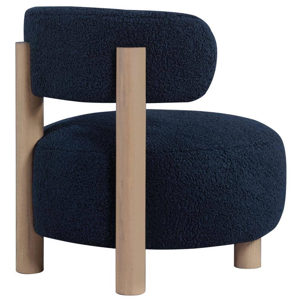 Coaster Zonie Boucle Fabric Upholstered Barrel Back Accent Chair Blue