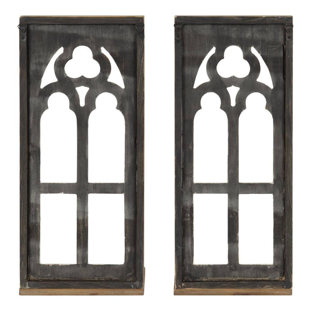 Kate and Laurel Mirabela Rectangle Wood Wall Sconce, 2 Piece, Rustic Brown and White