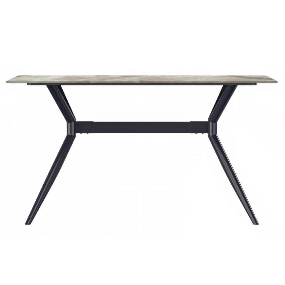 Kaison Modern Dining Table with Sintered Stone Top and Stainless Steel Base