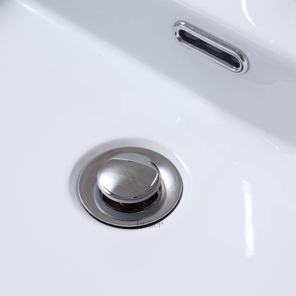 Luxier DS04-T Bathroom Sink Push Pop-Up Drain Stopper with Overflow Chrome